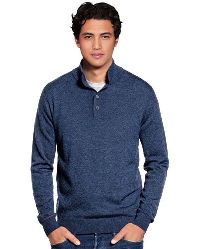 Pull homme tendance en maille côtelé bleu nid d'abeille bande