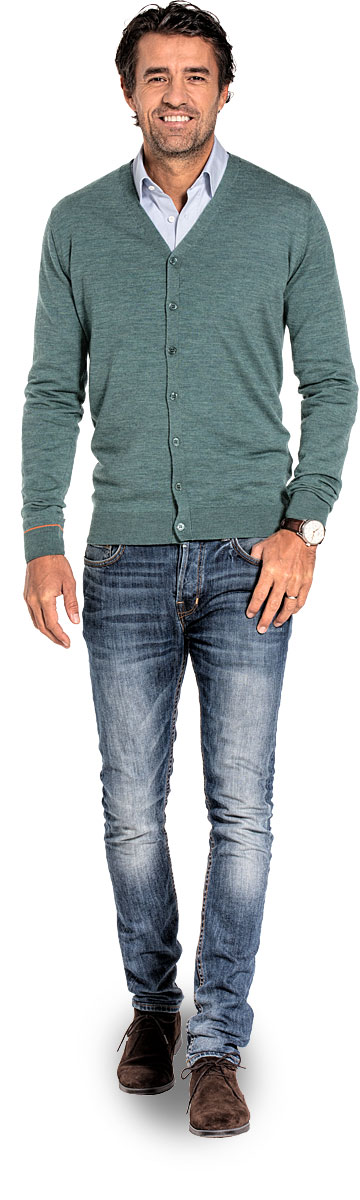 Cardigan for men made of Merino wool in Light green