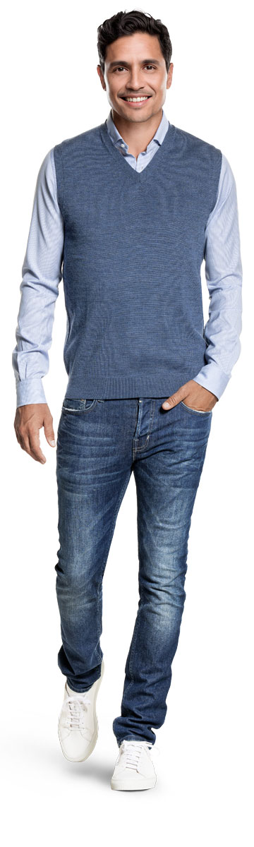 Pullunder Wolle Herren Blau