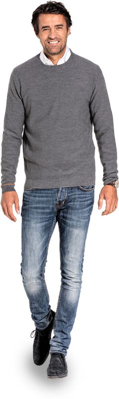 Honeycomb knit sweater for men made of Merino wool in Grey