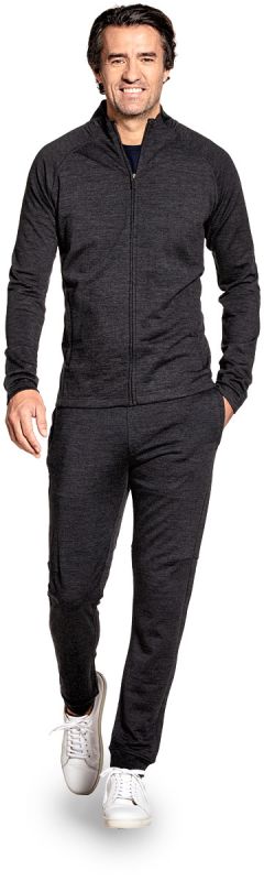 Sweatjacket for men made of Merino wool in Dark grey