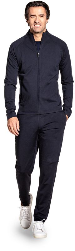 Sweatjacket for men made of Merino wool in Dark blue