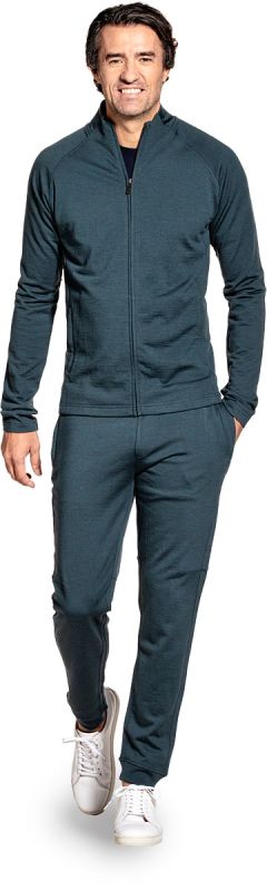 Sweatvest voor mannen gemaakt van merinowol in het Blauwgroen