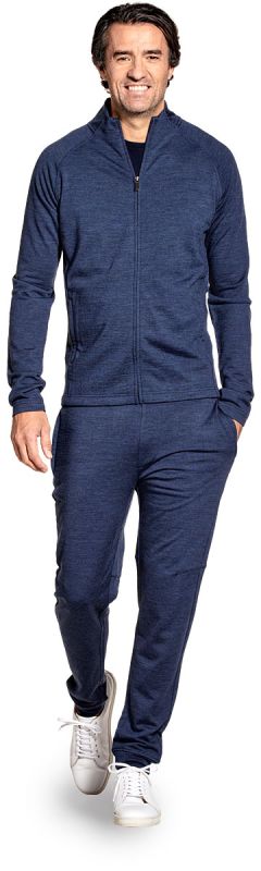 Sweatjacket for men made of Merino wool in Blue