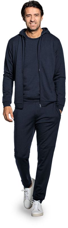 Hoodie vest voor mannen gemaakt van merinowol in het Donkerblauw