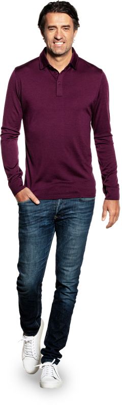 Shirt Polo Long Sleeve Red Cabbage