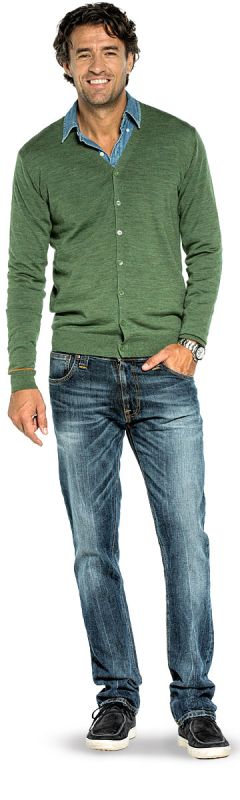 Vest met knopen voor mannen gemaakt van merinowol in het Groen