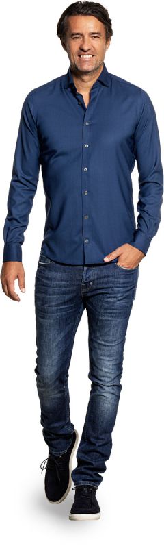 Joe Woven Shirt Indigo Blue