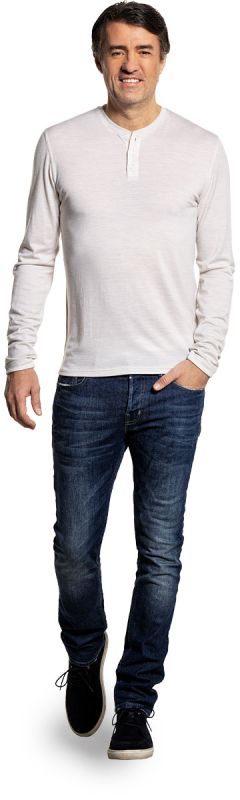 Shirt Henley Long Sleeve Sand White