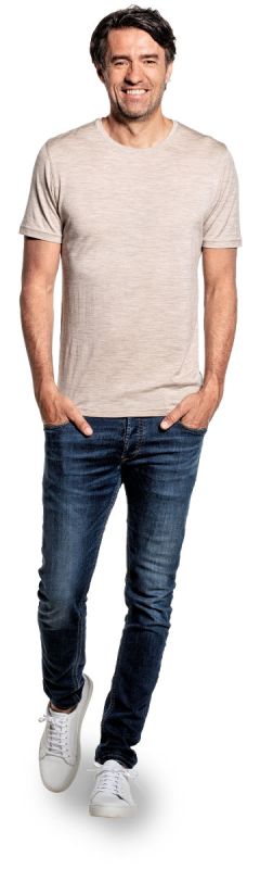 Merino T-Shirt mit Rundhals Beige