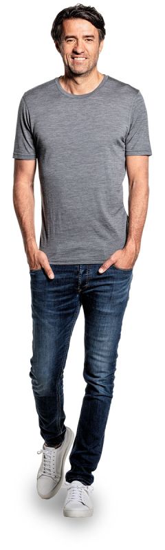 T-shirt voor mannen gemaakt van merinowol in het Grijs