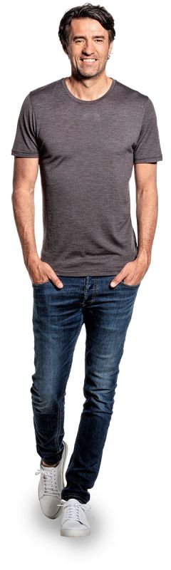 Merino T-Shirt mit Rundhalsausschnitt in Braun