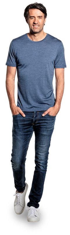 Merino T-Shirt mit Rundhalsausschnitt blau