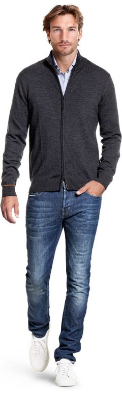 Joe Cardigan 2-Way Zip Antracite Grey