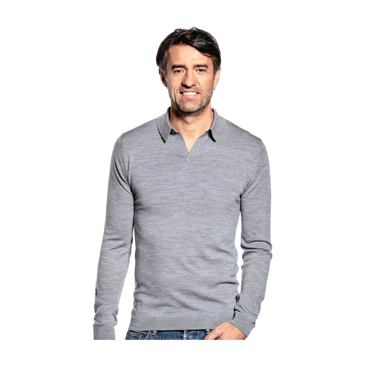 Grijze polo hotsell lange mouwen