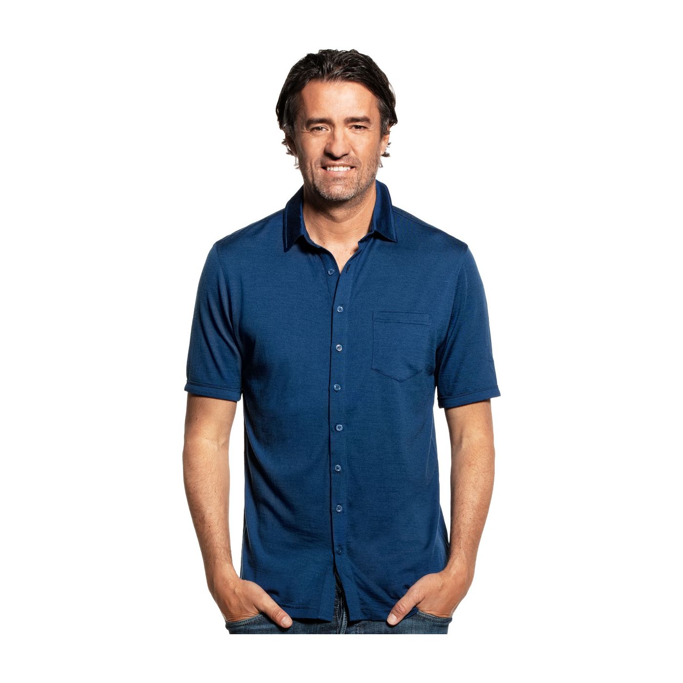 Joe Shirt Button Up Short Sleeve Bright Blue