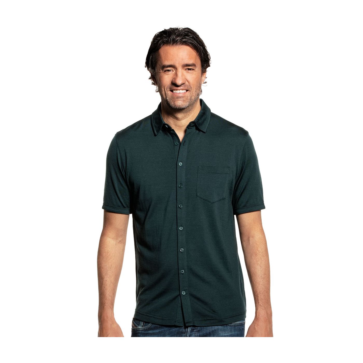 Joe Shirt Button Up Short Sleeve Dark Green