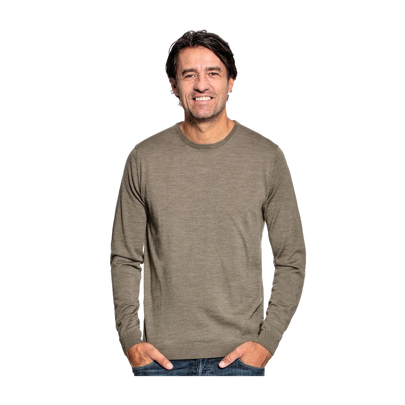 Classic Crew voor mannen gemaakt van merinowol in het Groen