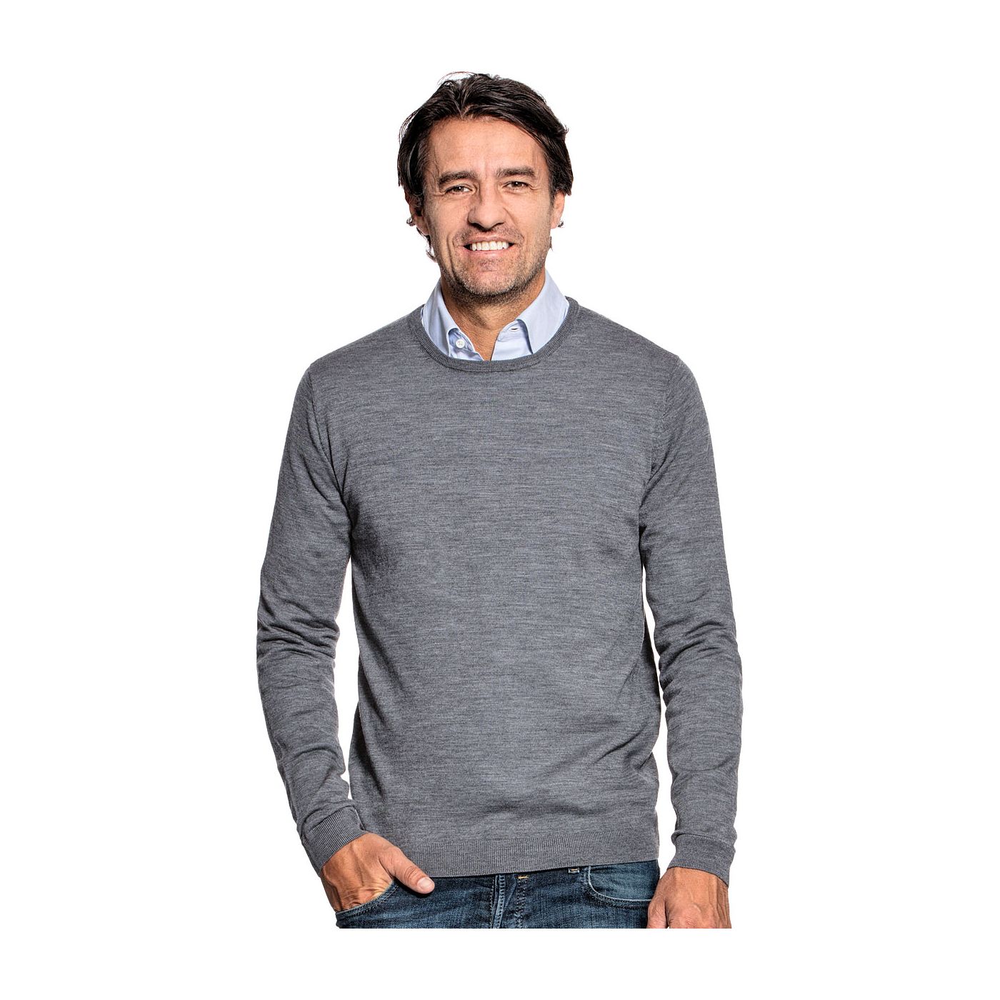 Classic Crew voor mannen gemaakt van merinowol in het Grijs