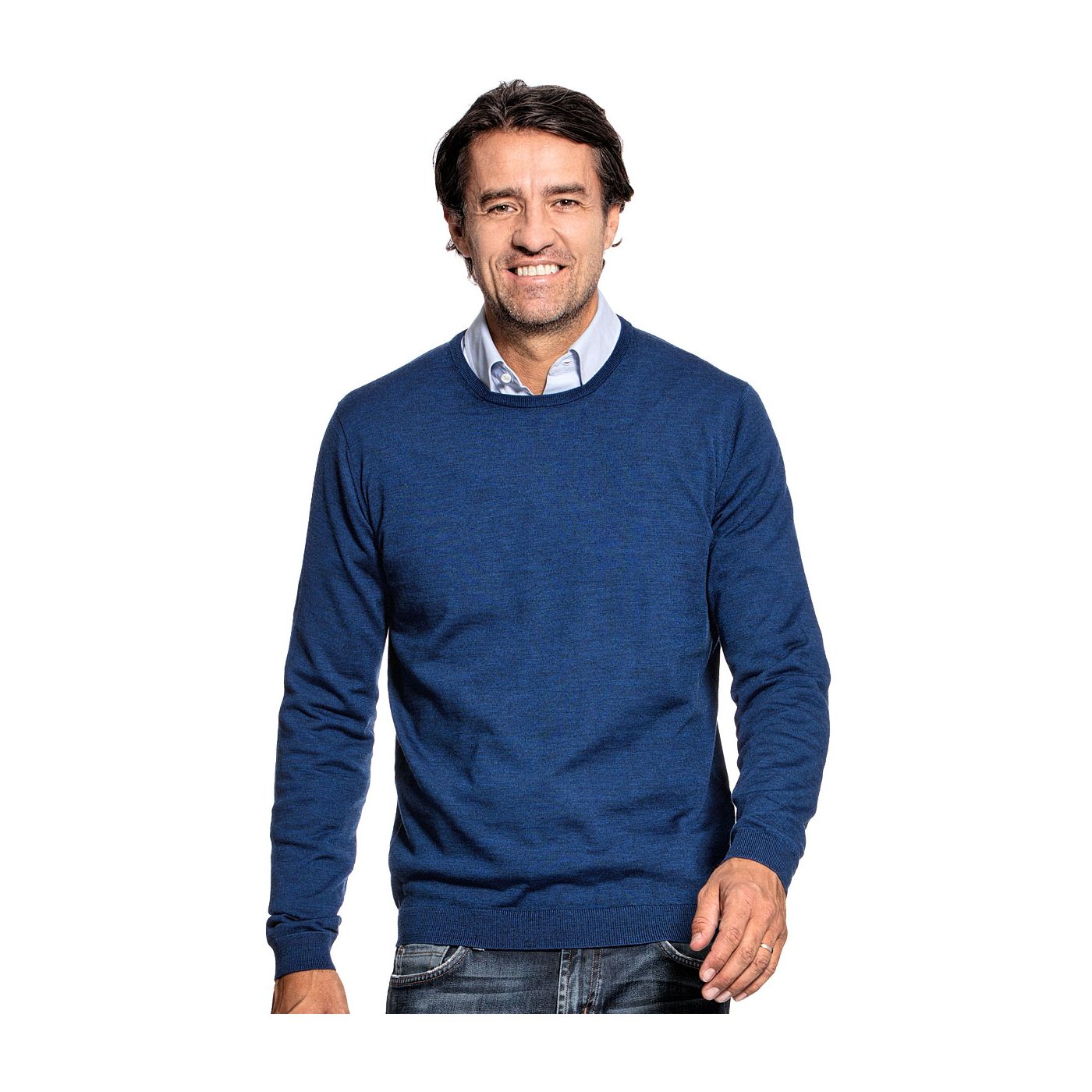 Classic Crew voor mannen gemaakt van merinowol in het Blauw
