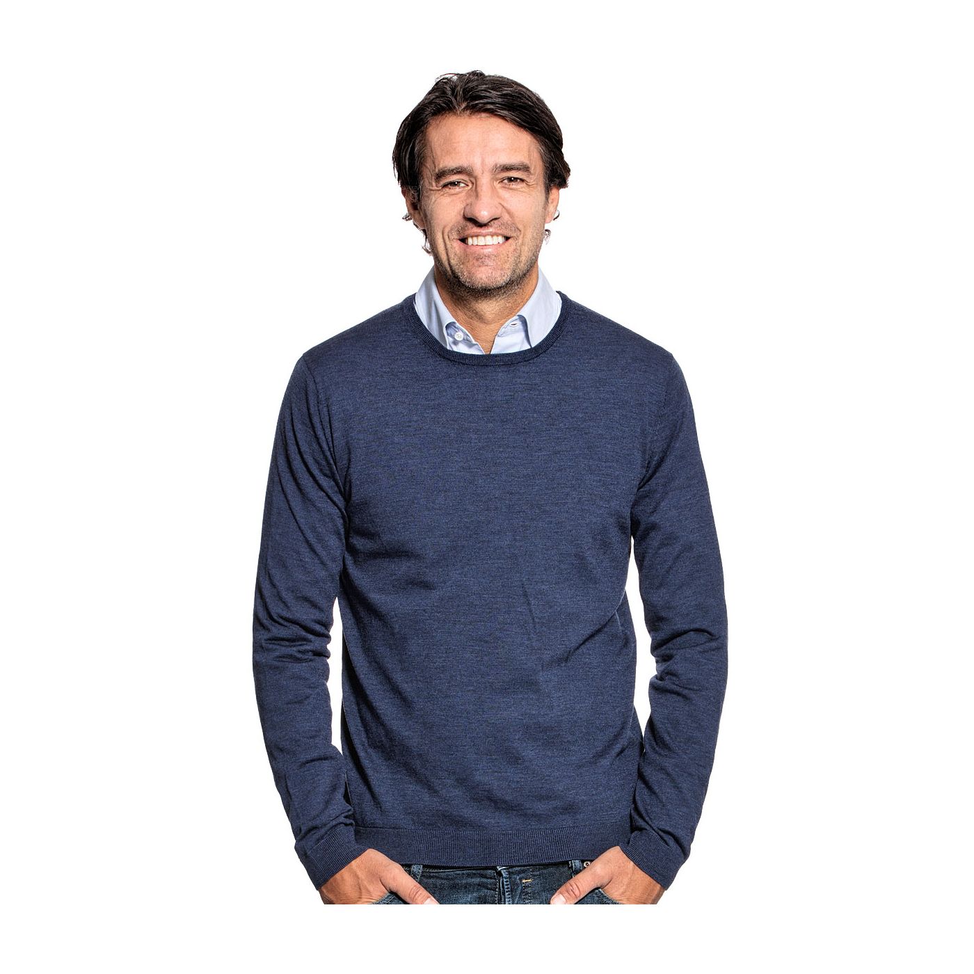 Classic Crew voor mannen gemaakt van merinowol in het Blauw