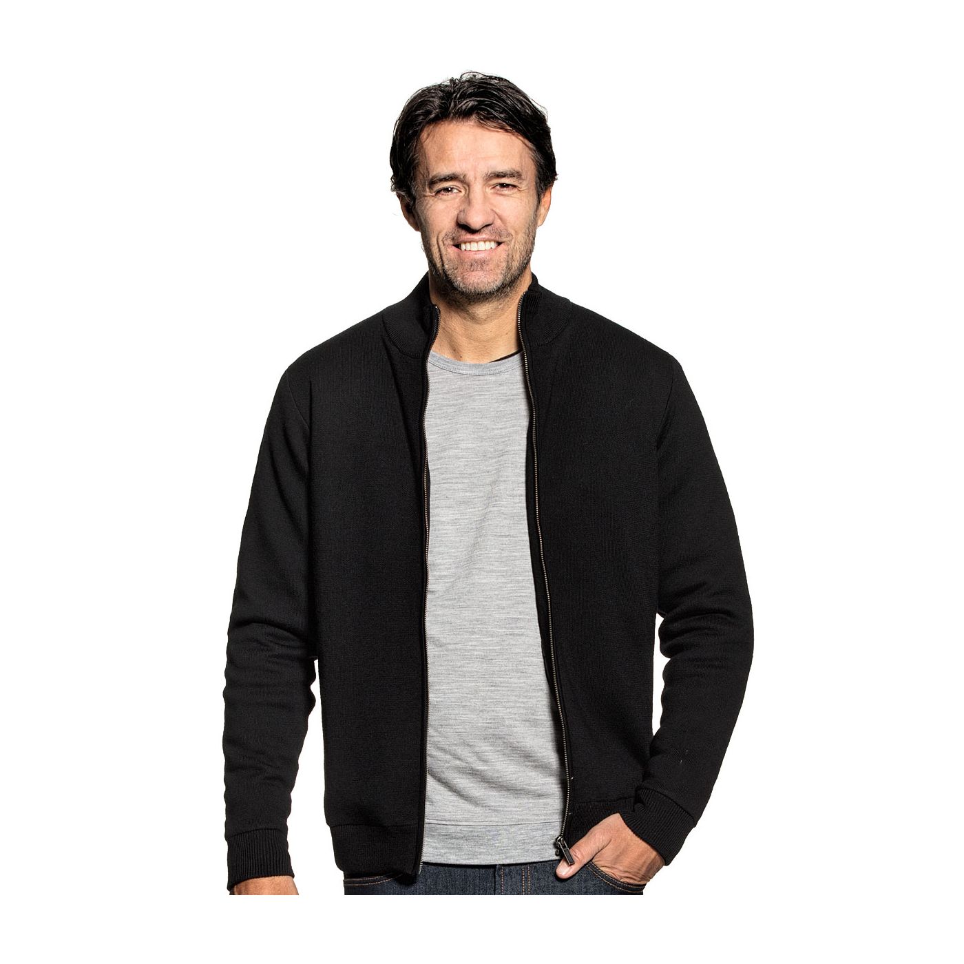 Jacket for men made of Merino wool in Black