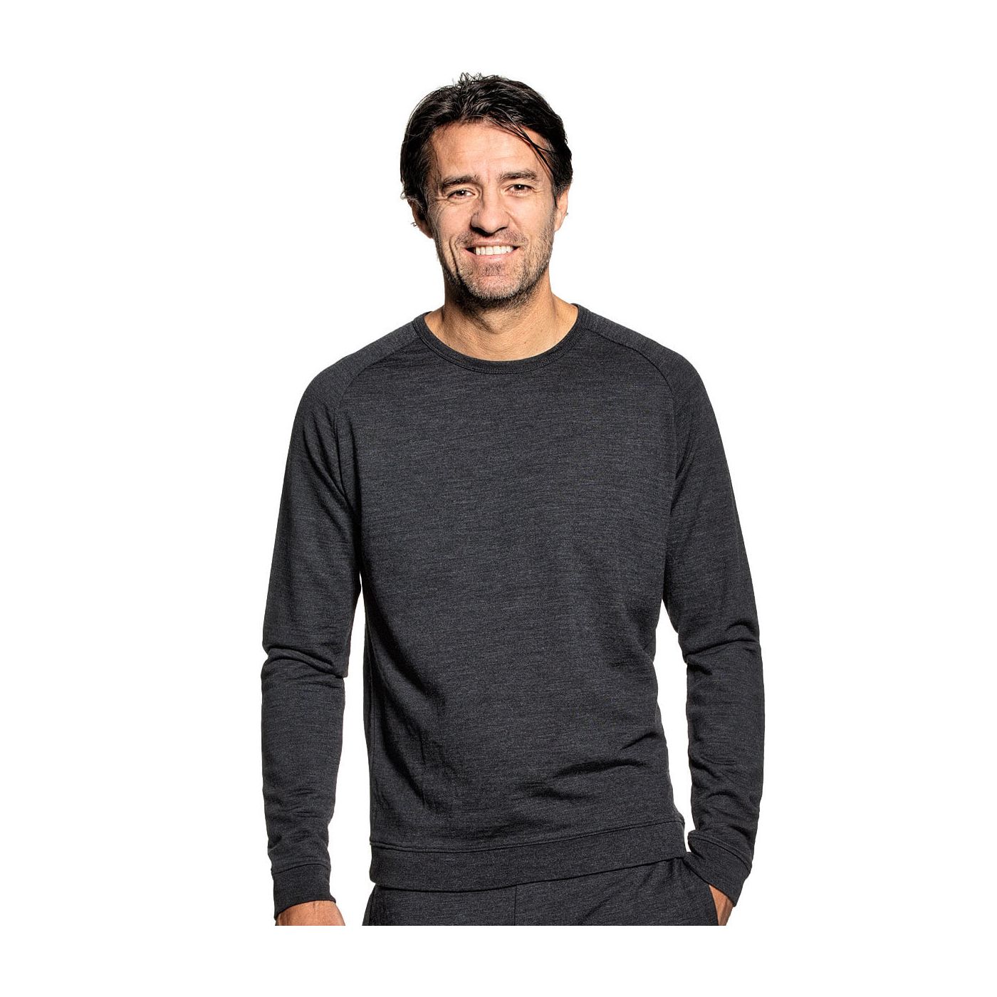 Sweatshirt voor mannen gemaakt van merinowol in het Donkergrijs