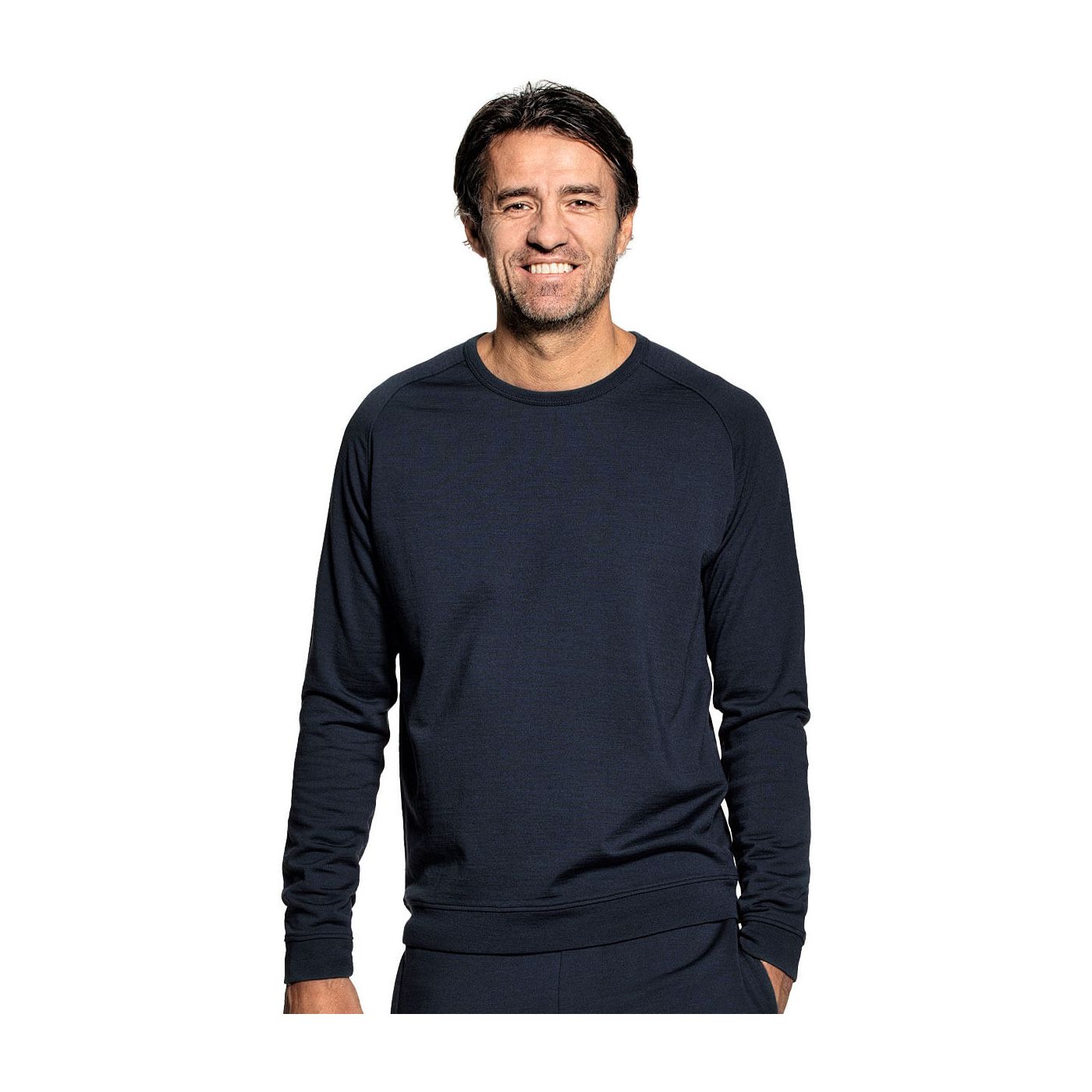 Sweatshirt voor mannen gemaakt van merinowol in het Donkerblauw