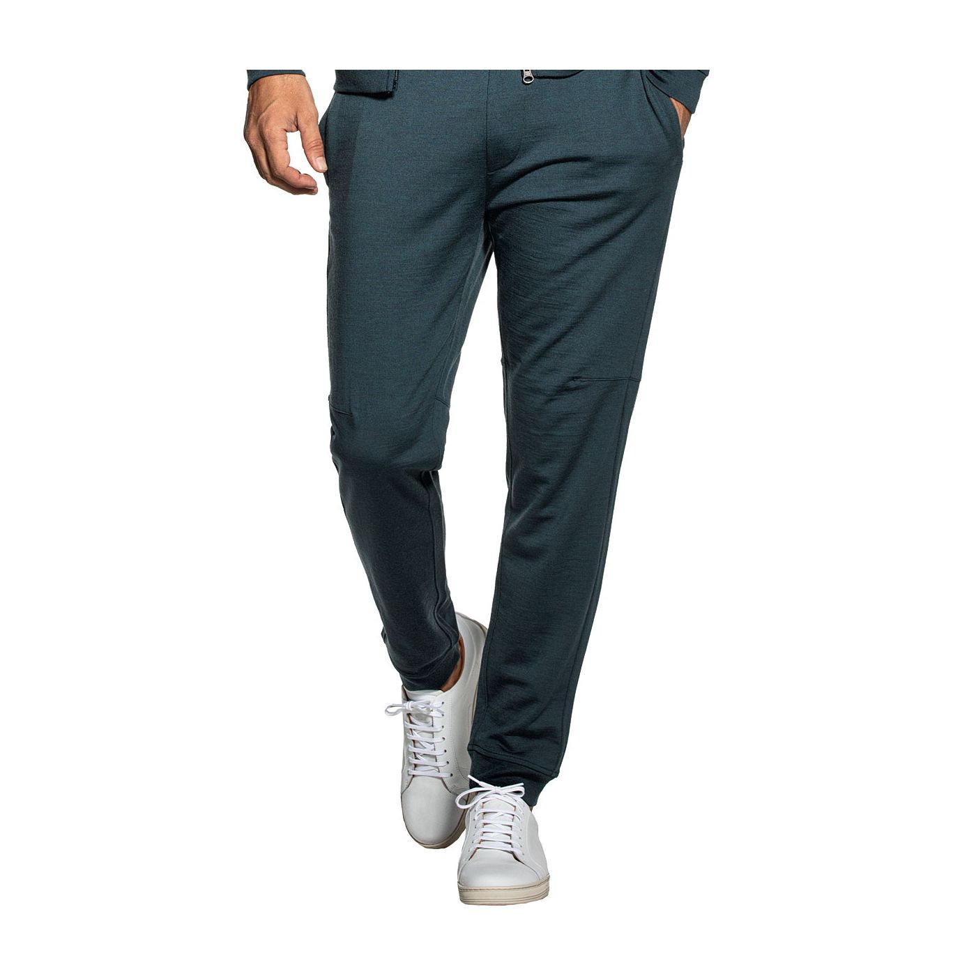 Sweatpants voor mannen gemaakt van merinowol in het Blauwgroen