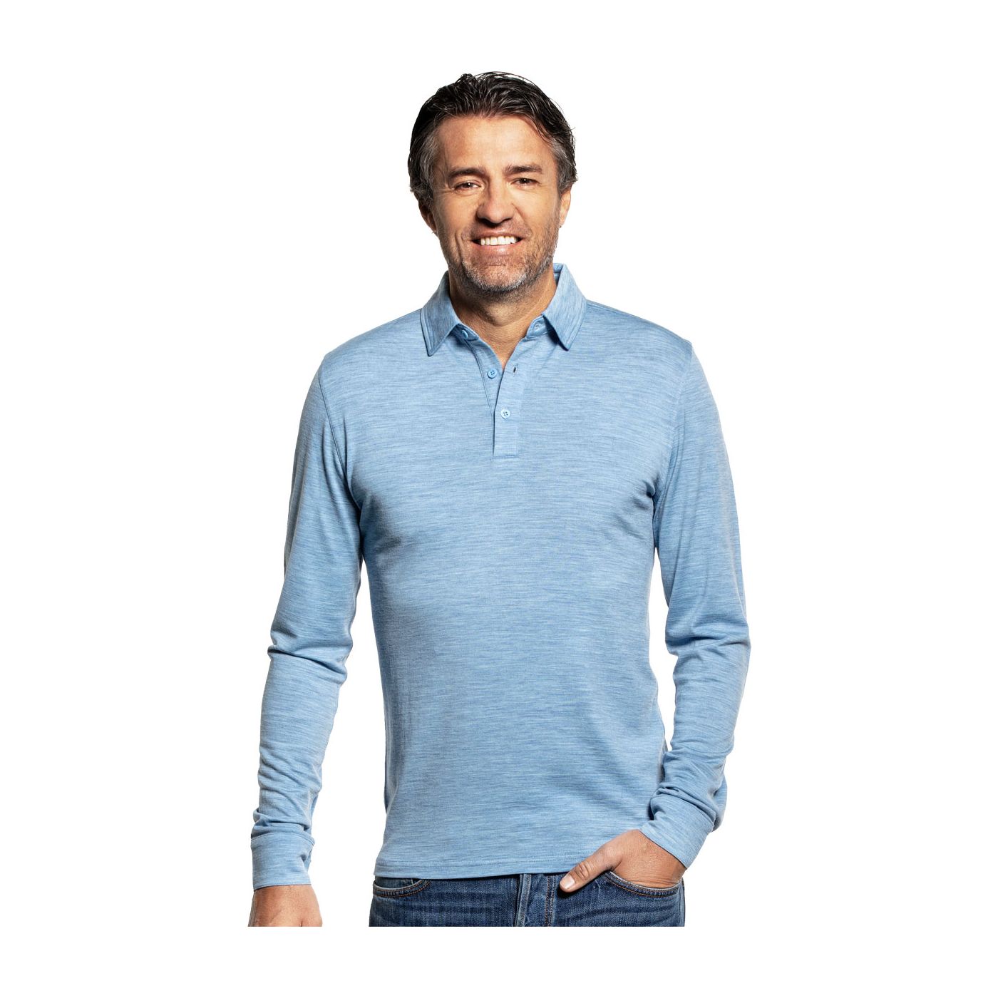 Shirt Polo Long Sleeve Glacier Blue