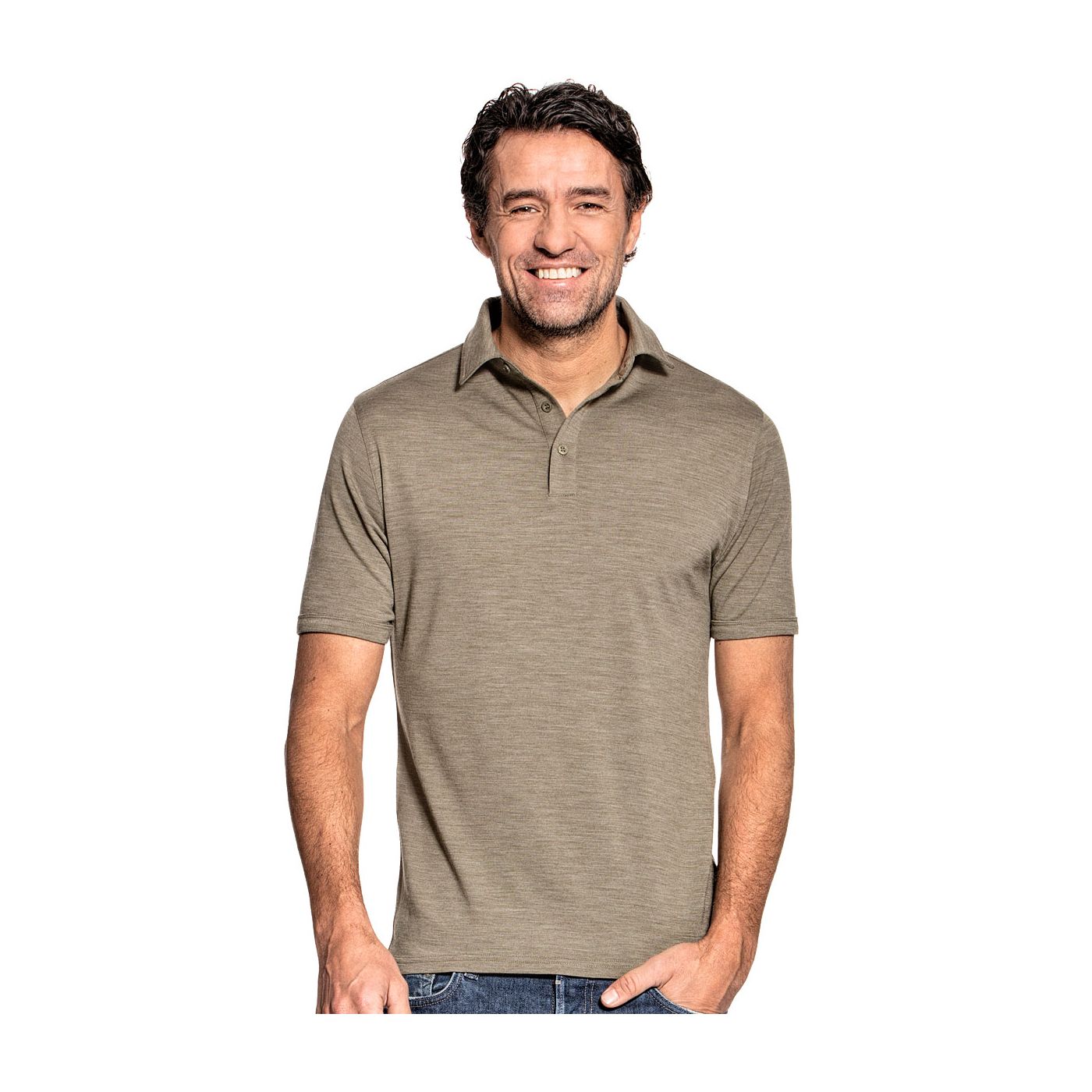 Shirt Polo Short Sleeve voor mannen gemaakt van merinowol in het Groen