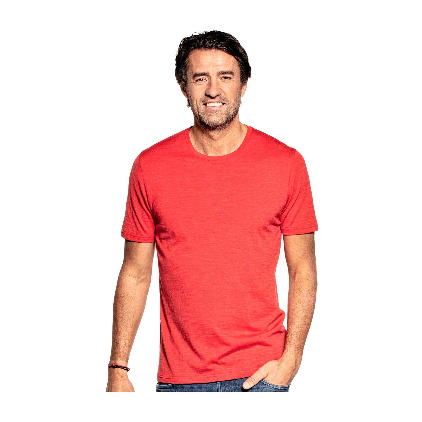 T-shirt voor mannen gemaakt van merinowol in het Oranje