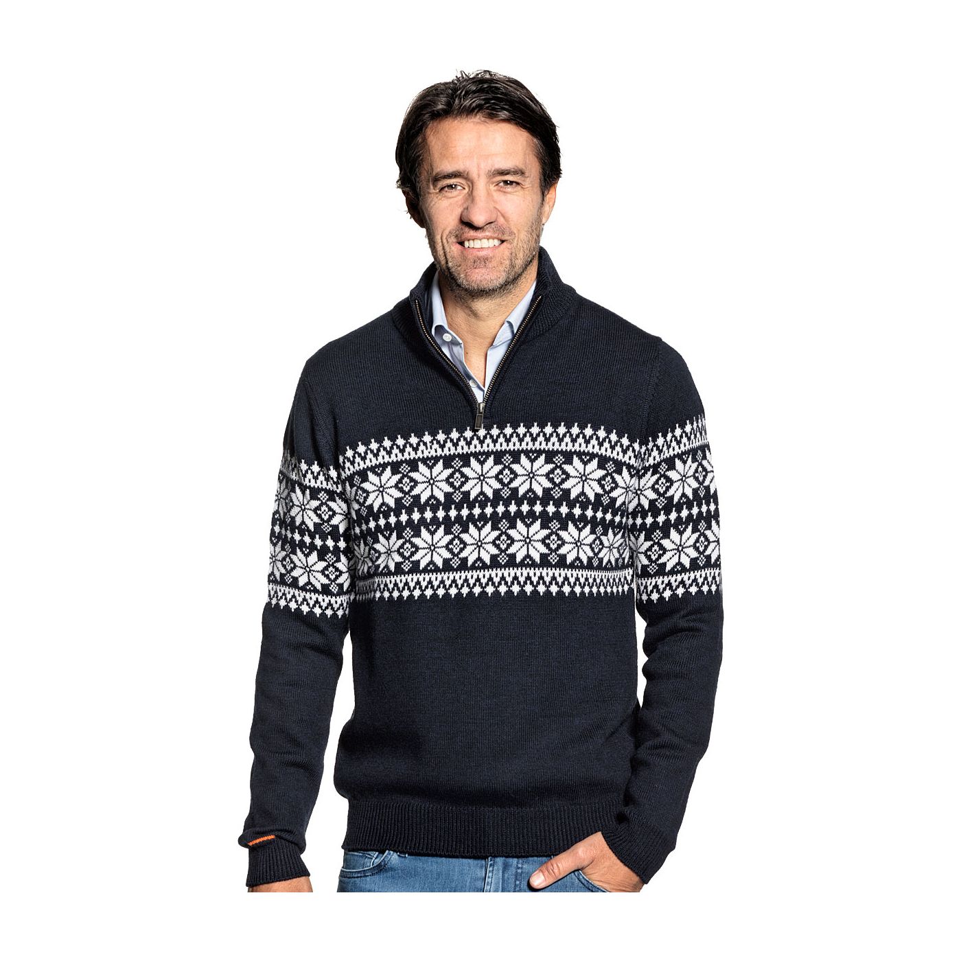 Norwegian sweater for men made of Merino wool in Dark blue