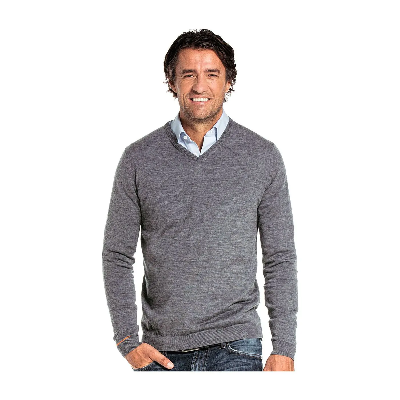 Joe V neck Harvard Grey Joe Merino