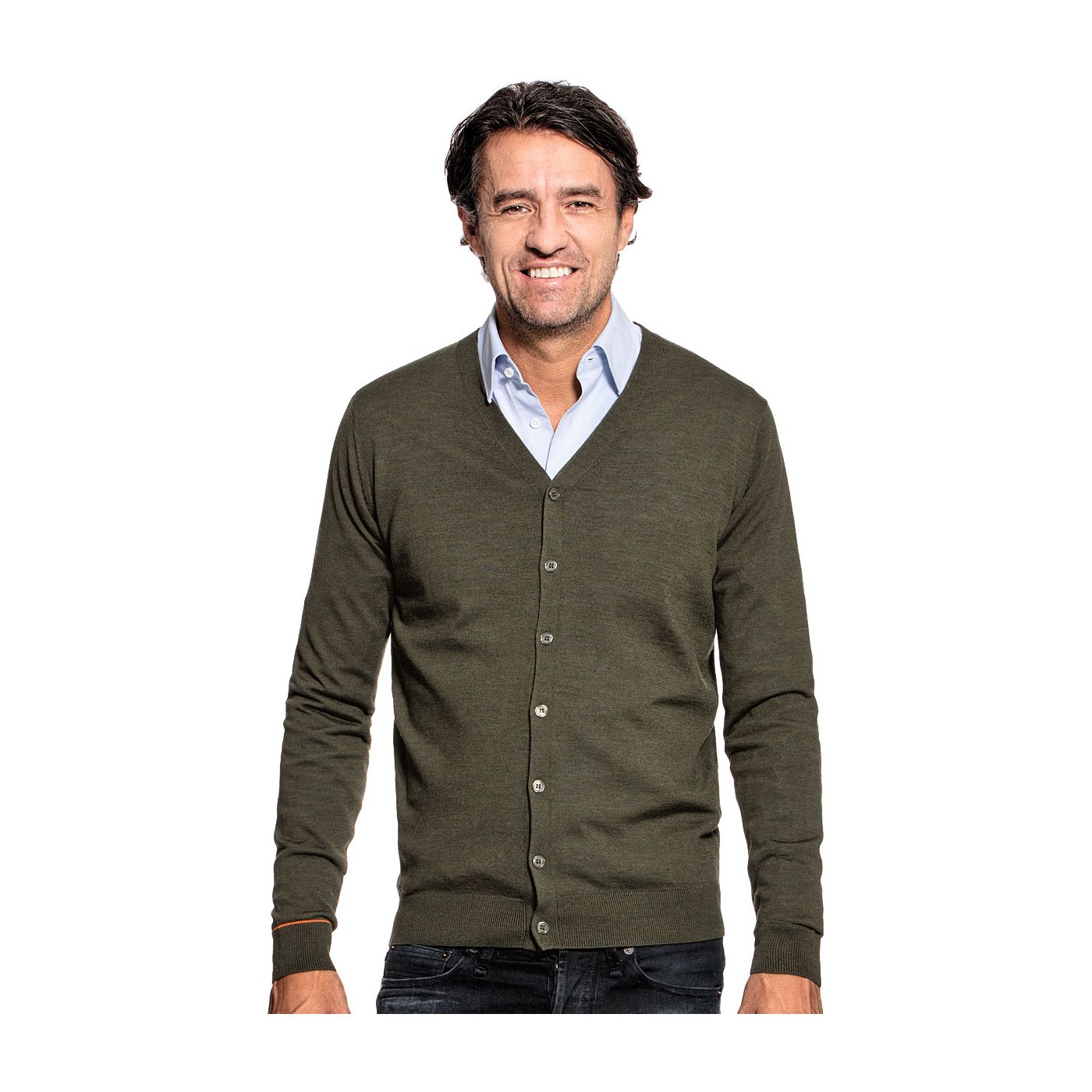 Strickjacke für Herren aus Merinowolle in Grün