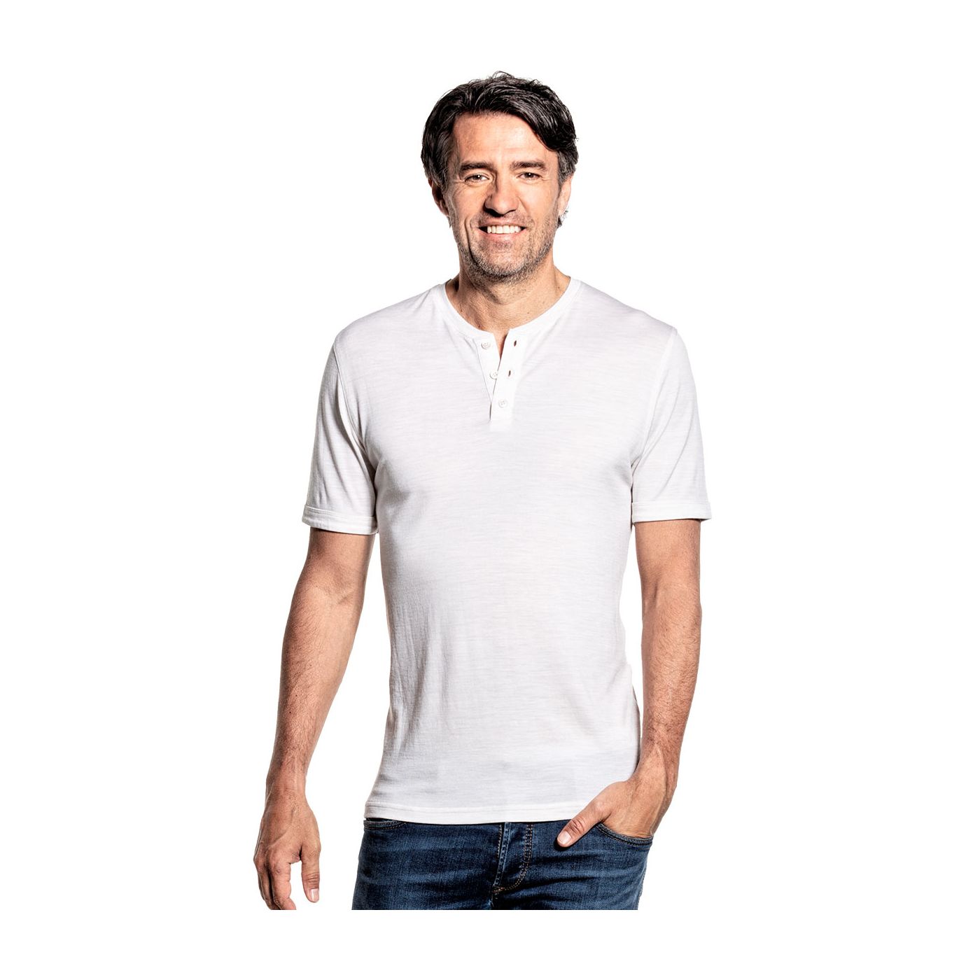 white short sleeve henley
