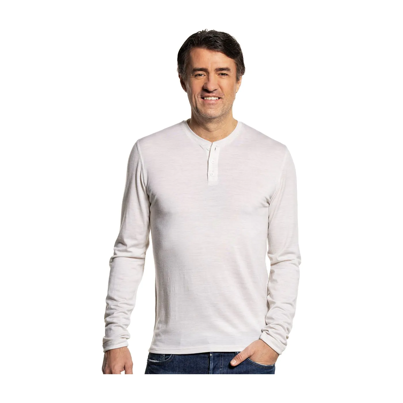 Shirt Henley Long Sleeve Sand White