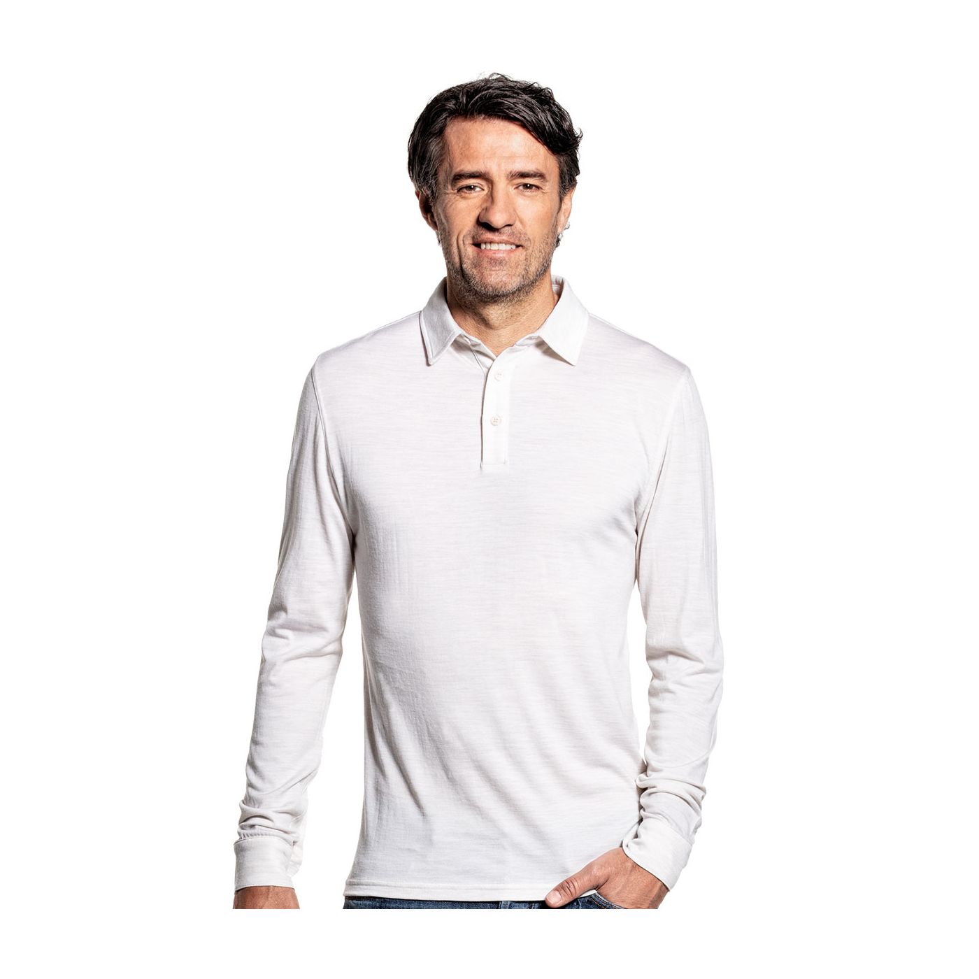 Shirt Polo Long Sleeve Sand White