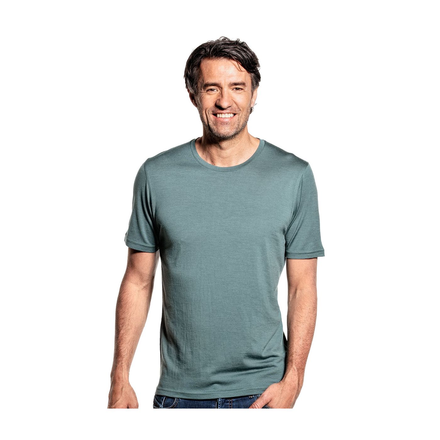 T-shirt voor mannen gemaakt van merinowol in het Groen