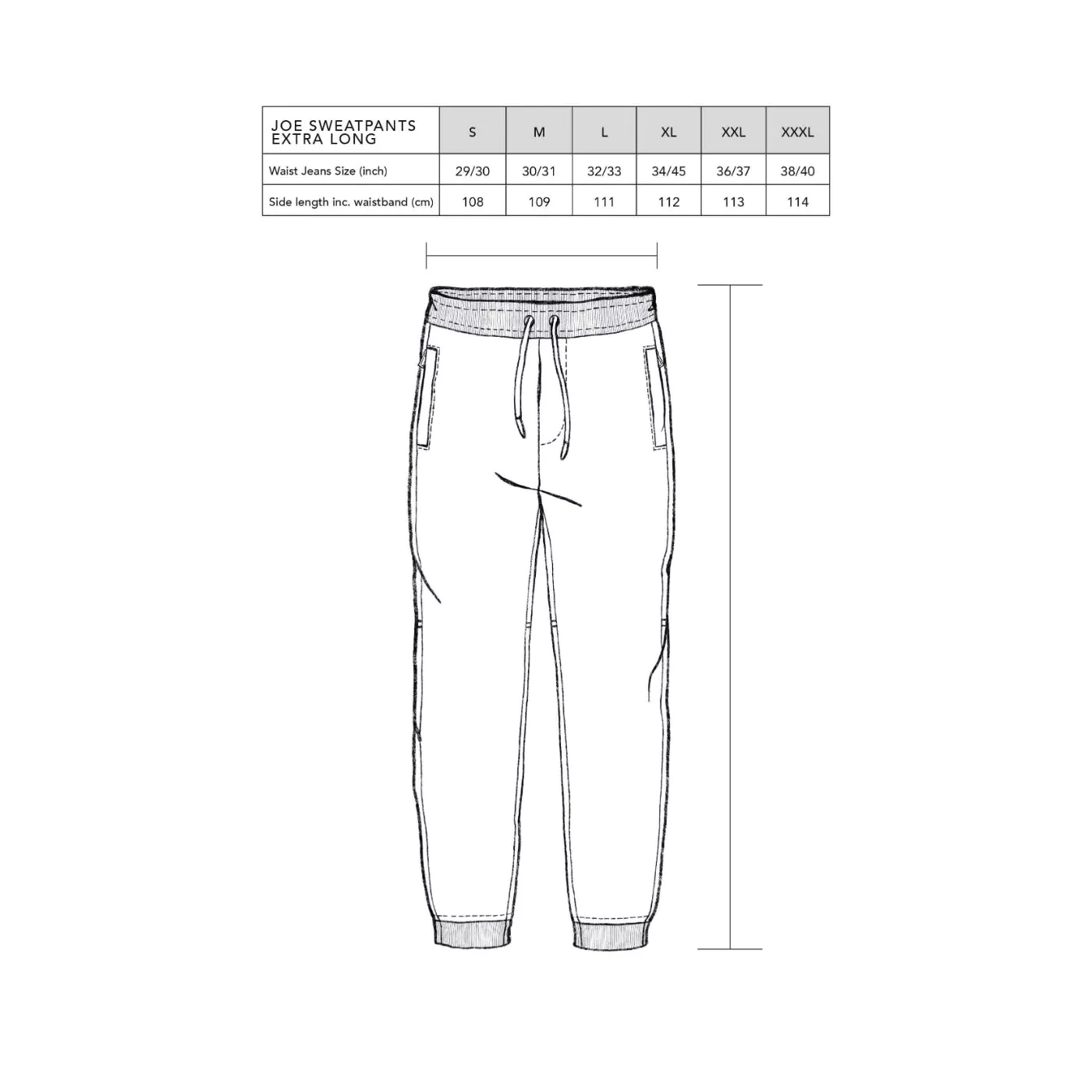 Men's Core Sweatpants Size Chart – Because Life Is Not Guaranteed