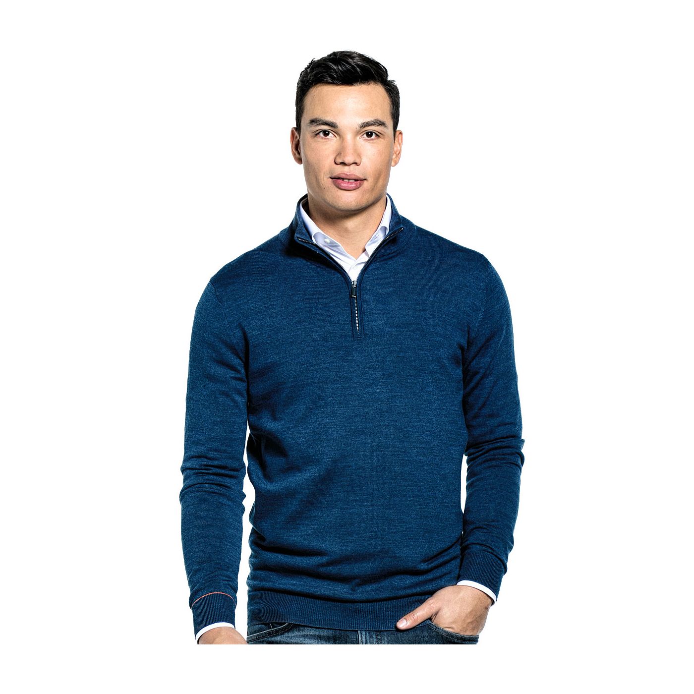 Zip Extra long voor mannen gemaakt van merinowol in het Blauw