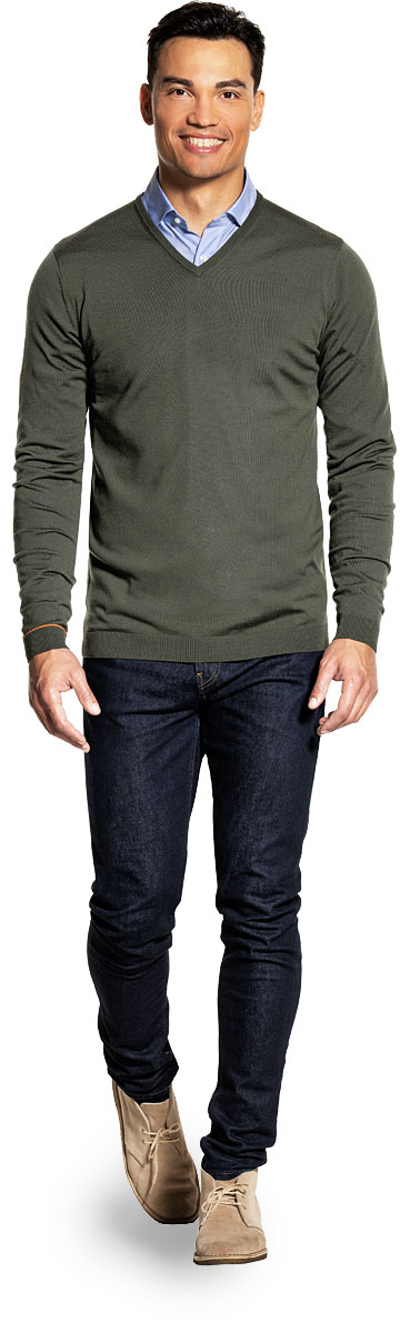 Joe V-neck Extra Long Classy Moss