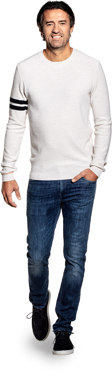 Honeycomb knit sweater for men made of Merino wool in White