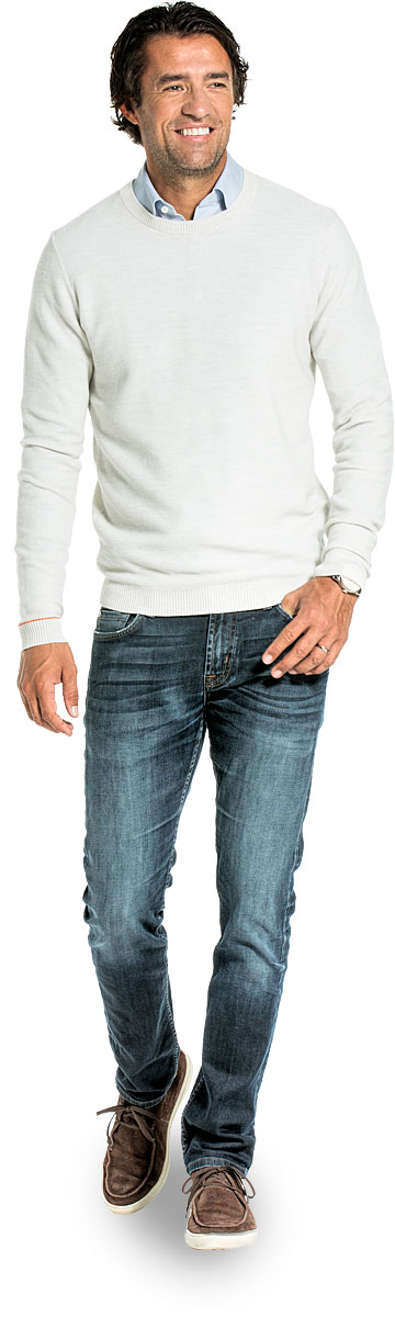 Honeycomb knit sweater for men made of Merino wool in White