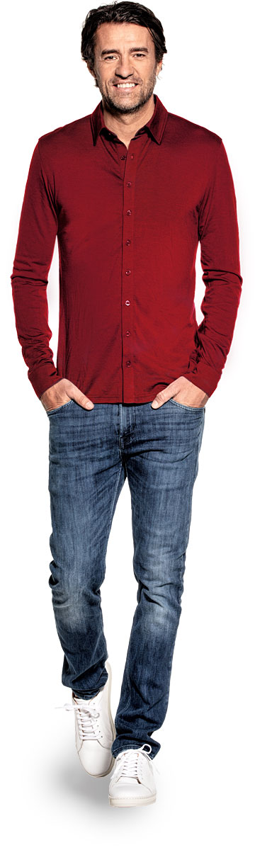 Dress shirt for men made of Merino wool in Red