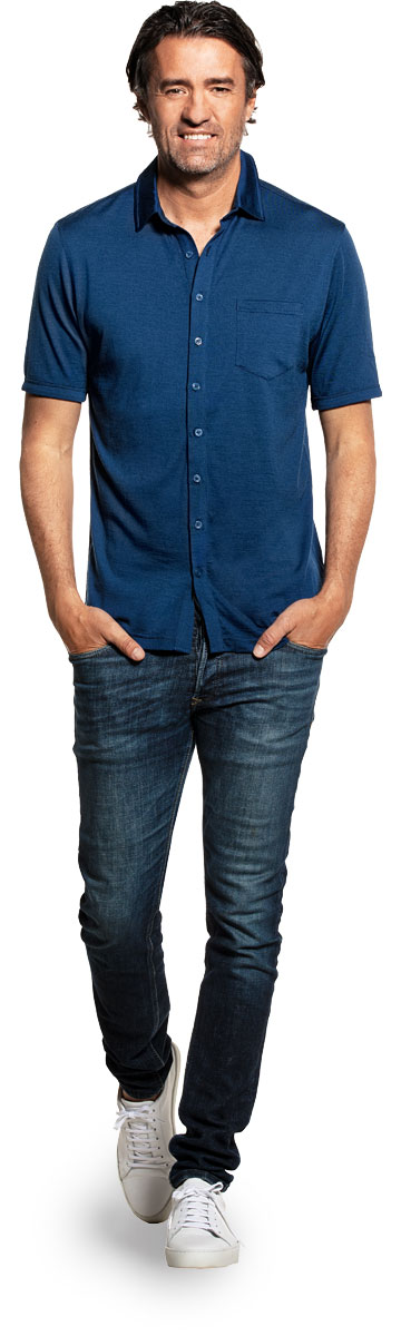 Joe Shirt Button Up Short Sleeve Bright Blue