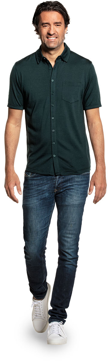 Joe Shirt Button Up Short Sleeve Dark Green