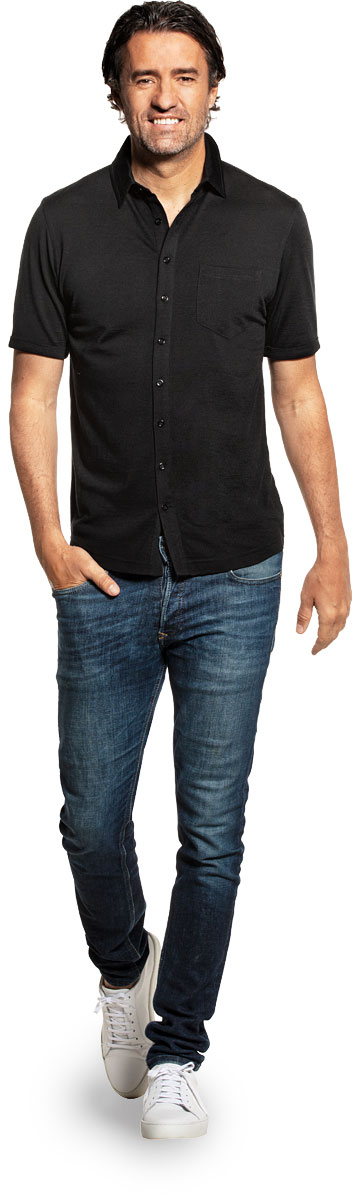 Joe Shirt Button Up Short Sleeve Deep Black