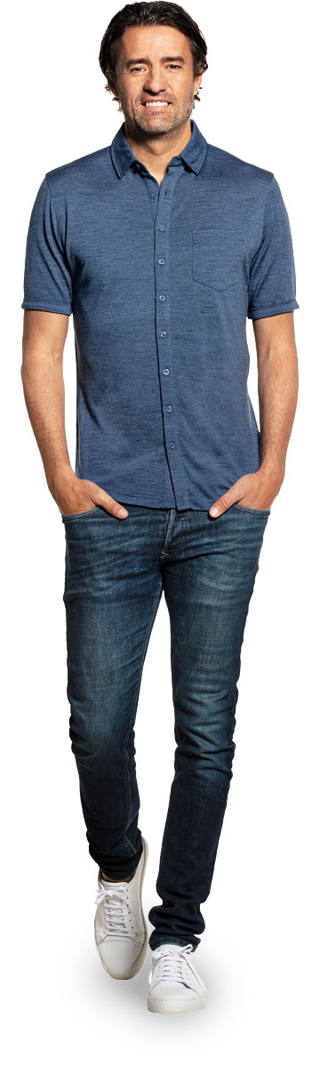 Joe Shirt Button Up Short Sleeve Jeans Blue