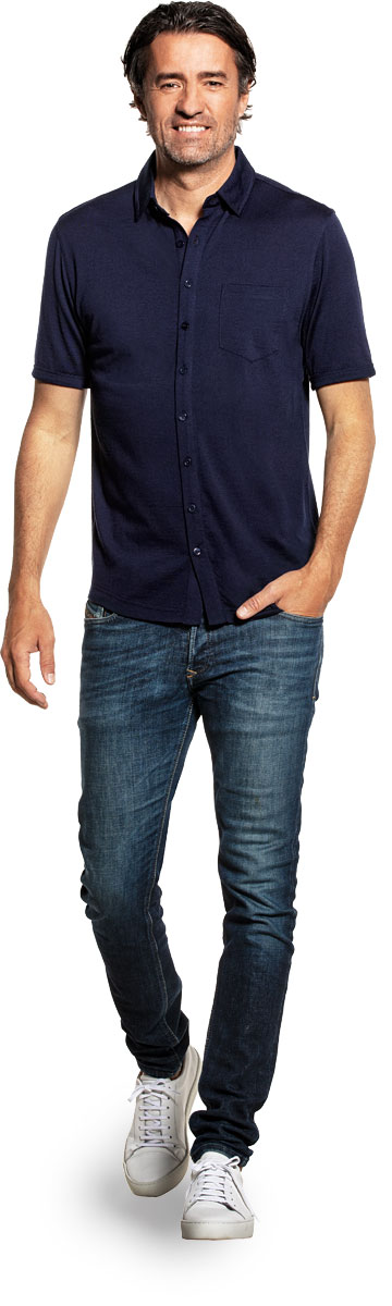 Joe Shirt Button Up Short Sleeve Navy Blue